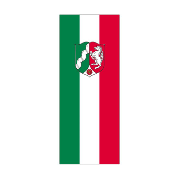 Stein HGS Landesflagge Nordrhein-Westfalen, 400 x 150 cm (Hochformat), mit Kunststoff-Karabiner, FlagTop 110 g/m², für Fahnenmasten ab 8 m, ohne Hohlsaum, 26476