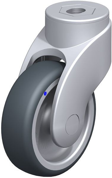 Blickle LWGX-TPA 101G Kunststoff-Lenkrolle WAVE, rostfrei, mit Rückenloch, Thermoplastisches Gummi-Elastomer, Grau, 744762