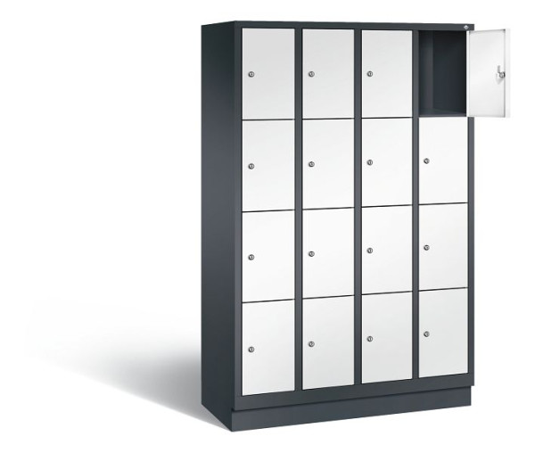 C+P Schließfachschrank Evolo, H1800xB1190xT500mm, Farbe: Schwarzgrau / Verkehrsweiß, 48020-404 S10178