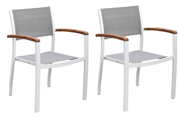 Merxx Naxos Stapelsessel, 2er Set, Armlehnen aus Akazienholz, Aluminiumgestell mit Textilbespannung und FSC Akazienholz, 50211-208