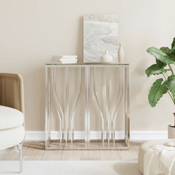 vidaXL Konsolentisch 70x30x70 cm Edelstahl und Glas, 350033