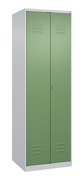 C+P Mehrzweckschrank Classic PLUS, Putzmittel-Spind, 2 Abteile, 1850x600x500mm, 7035/6011, Zylinderschloss, 080100-00 S10019