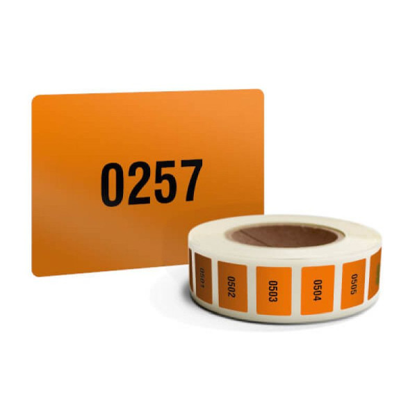 Stein HGS Etiketten, orange, nummeriert, Ziffern 1 bis 1000, VPE auf Rollen (2 x 500 Stück), orange, VE: 1000 Stück, 32.3549-04
