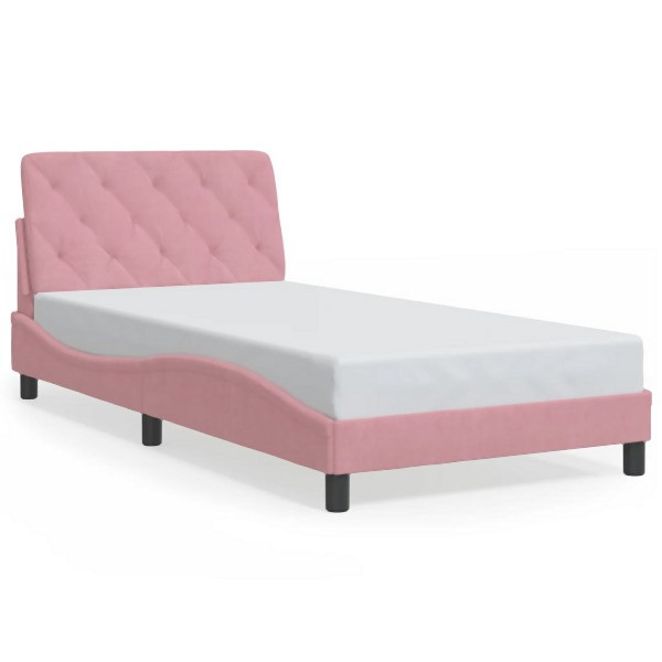 vidaXL Bettgestell mit Kopfteil Rosa 100x200 cm Samt, 3207910