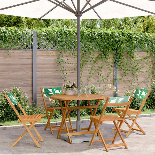 vidaXL 5-tlg. Garten-Essgruppe Stoff und Massivholz Blattmuster, 3281776