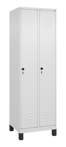 C+P Mehrzweckschrank Classic PLUS, Füße, 2 Abteile, 1950x600x500mm, 9016/9016, Drehriegel, Türen rechts angeschlagen, 080010-20B S10014