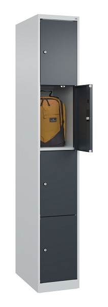 C+P Schließfachschrank Evolo PLUS, 4 Fächer, 1850x300x500mm, 7035/7016, 049000-104 S10012