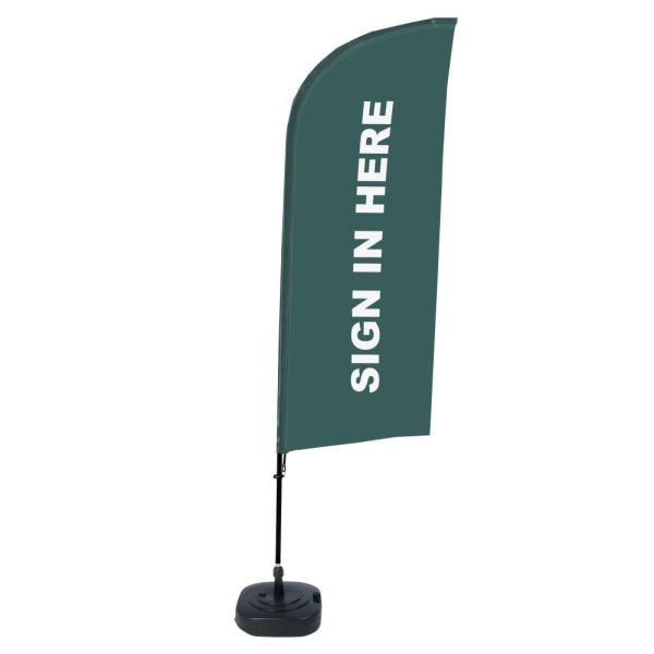 Showdown Displays Beachflag Alu Wind Komplett-Set Hier Anmelden Grau Englisch, BFAW310-WT21-I111