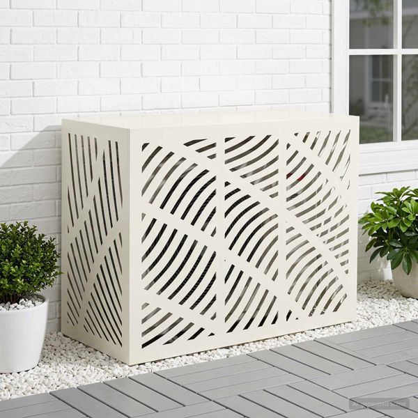 vidaXL Klimaanlagenabdeckung Weiß 110 x 50 x 80 cm Stahl, 8014109