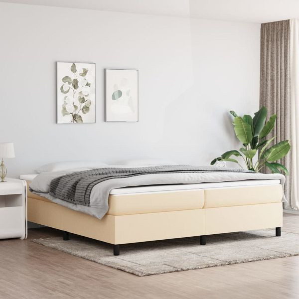 vidaXL Boxspringbett mit Matratze Creme 200x200 cm Stoff, 3144452