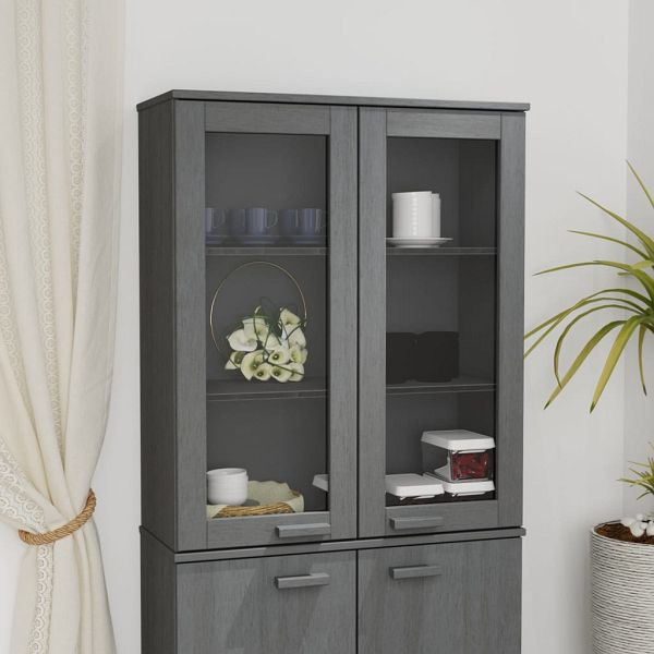 vidaXL Highboard-Oberteil HAMAR Dunkelgrau 85x35x100 cm Massivholz, 340506