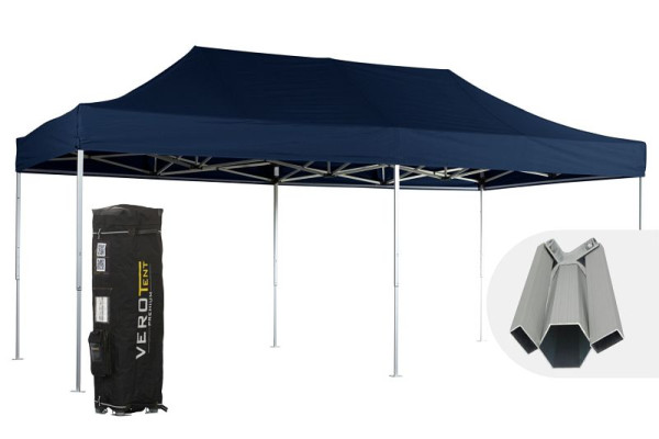 VeroTENT Faltpavillon 4x8m Budget50 mit Dach in navy, 4x8m-Budget50-navy