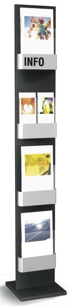 Deskin Prospektständer DUBAI, Anthrazit, 300 x 300 x 1770 mm, 272495