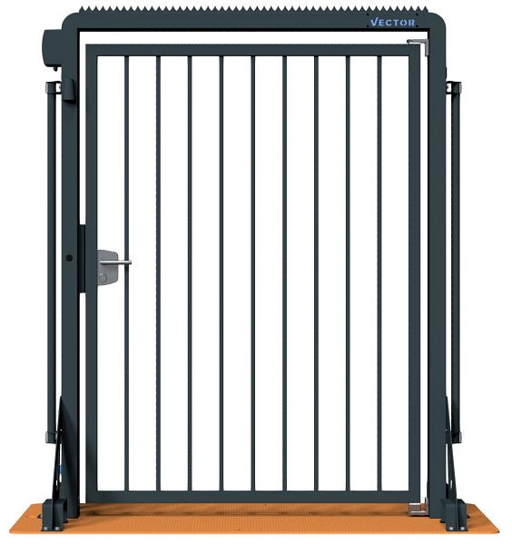 SCHAKE-VECTOR Mobile Tür V-Door-Steelplate, Verzinkt + schwarz-matt pulverbeschichtet, auf Stahlplatte montiert, mit Klinke, VPDO22SOB0183