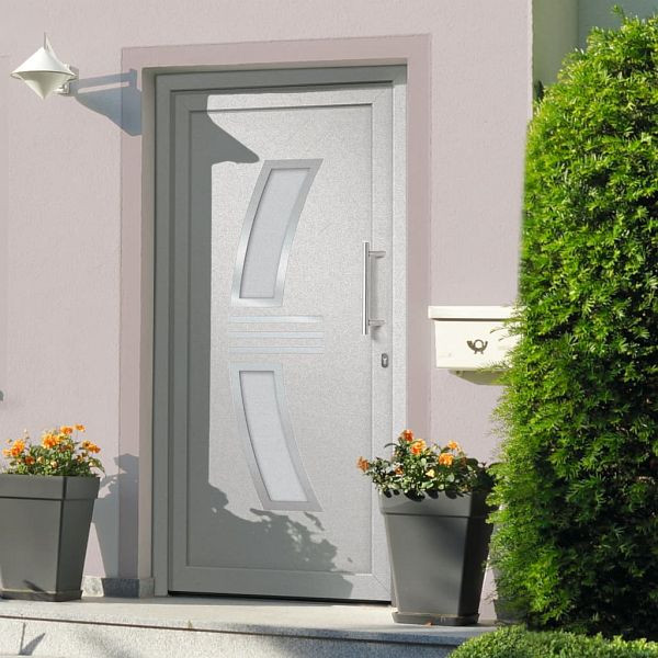 vidaXL Haustür Weiß 88x200 cm, Material: PVC, Aluminium, Sandwich-Styroporfüllung, 3057565