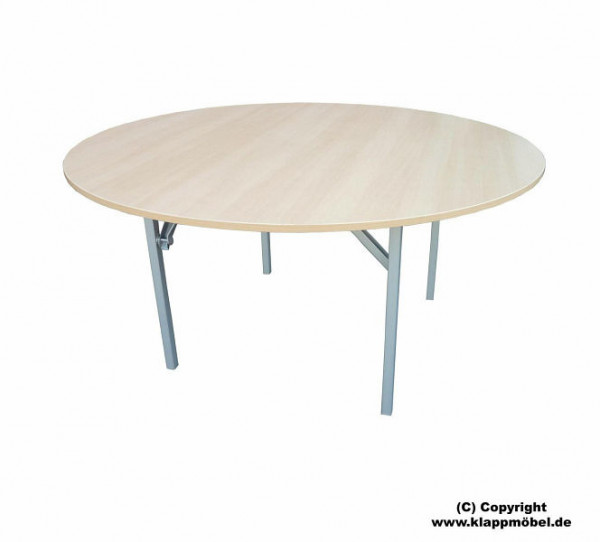 Klappmöbel Lönne Klapptisch Rund, ø 160 cm mit ABS-Kante, Weiß, Silber-grau, 4602D-353