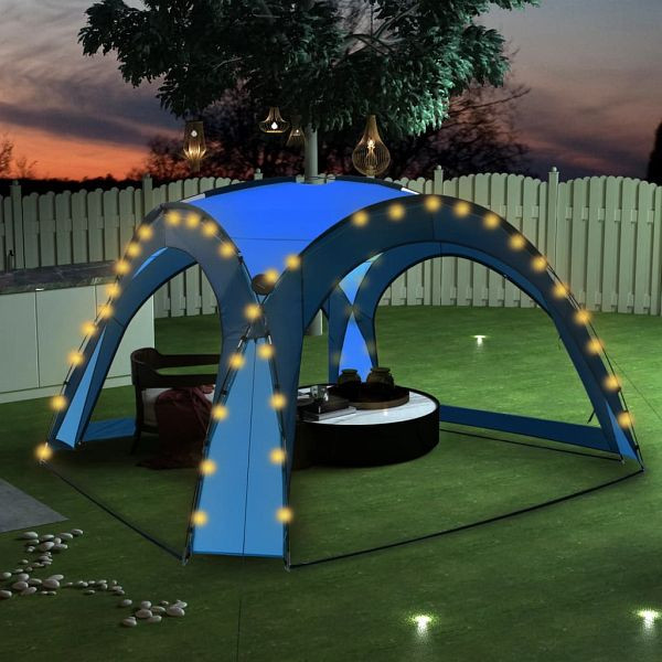 vidaXL Partyzelt mit LED und 4 Seitenwänden 3,6x3,6x2,3 m Blau, 92236