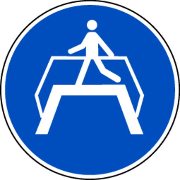 Schilder Klar Gebotszeichen Übergang benutzen DIN EN ISO 7010, M023, 100 mm Folie selbstklebend, 1421/61