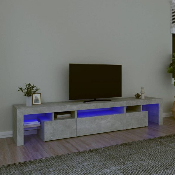 vidaXL TV-Schrank mit LED-Leuchten Betongrau 215x36,5x40 cm, 3152797