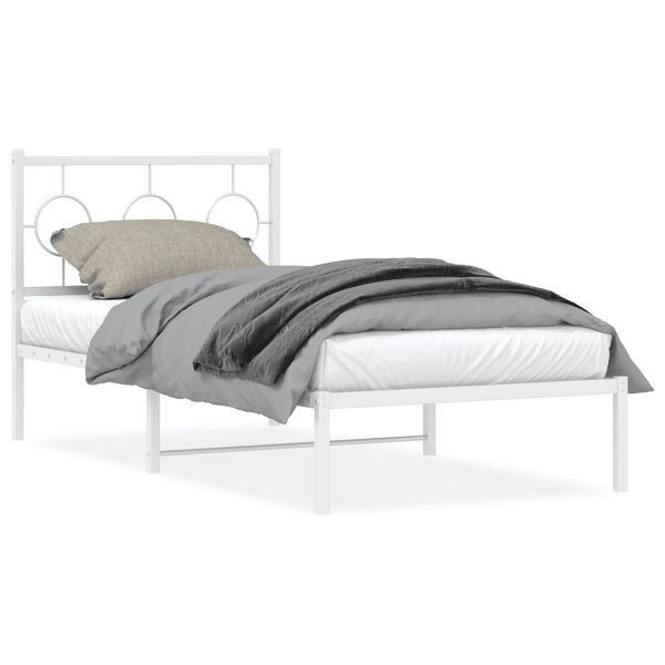vidaXL Bettgestell mit Kopfteil Metall Weiß 90x200 cm, 376268
