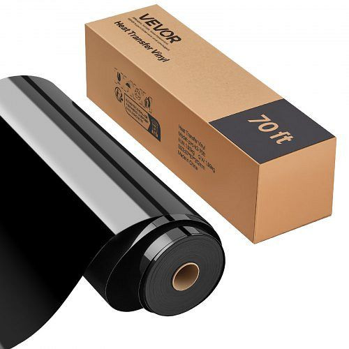 VEVOR HTV-Folie (304,8 x 21336 mm), glänzend schwarz, für Schneidemaschinen, passend für T-Shirts, Kissen, Hüte, KZMJC12INCH71X1EE001V0