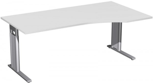 geramöbel PC-Schreibtisch rechts höhenverstellbar, C Fuß Blende optional, 1800x1000x680-820, Lichtgrau/Silber, N-647305-LS