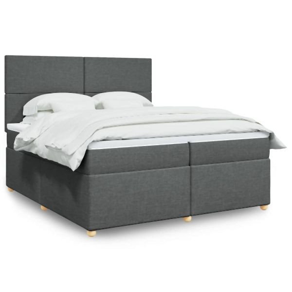 vidaXL Boxspringbett mit Matratze Dunkelgrau 200x200 cm Stoff, 3291381