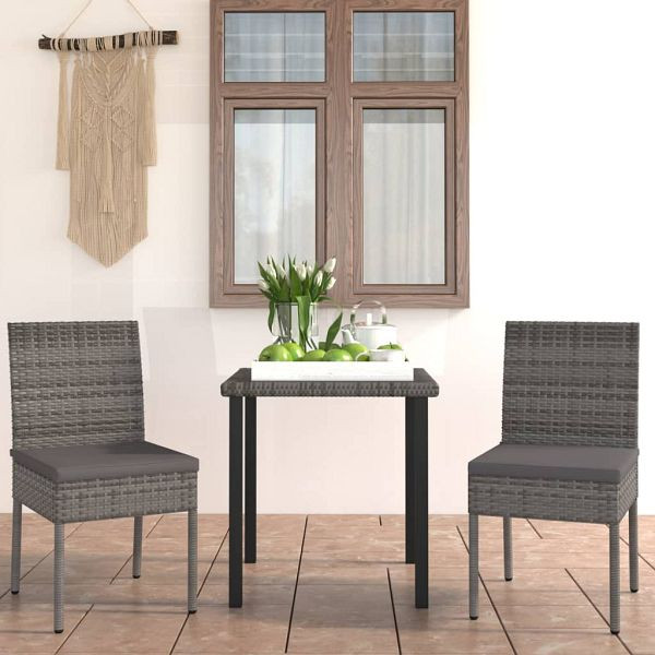 vidaXL 3-tlg. Garten-Essgruppe Poly Rattan Grau, 3065699