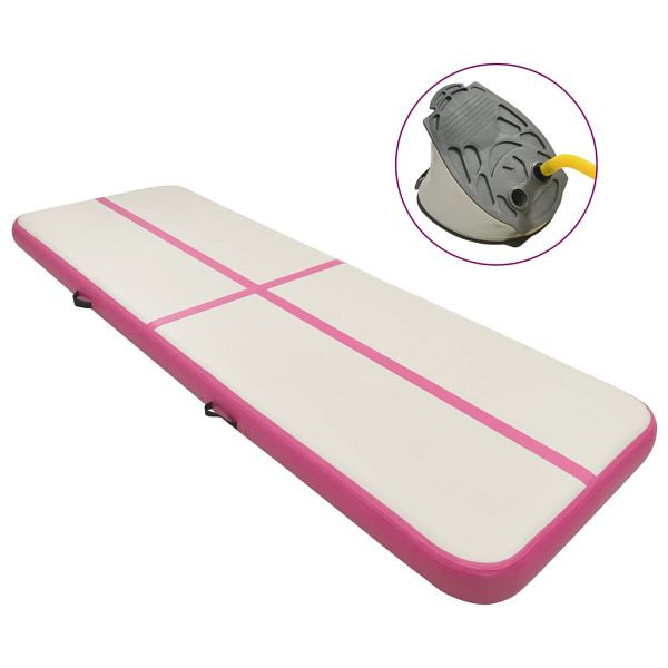 vidaXL Aufblasbare Gymnastikmatte mit Pumpe 300x100x15 cm PVC Rosa, 92658