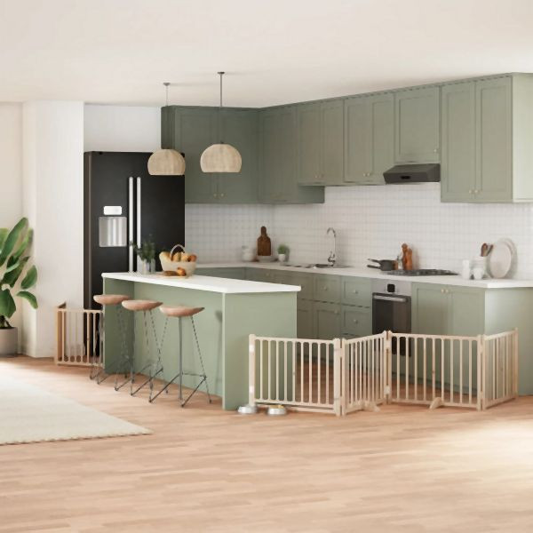 vidaXL 12-tlg. Hundetor mit Tür Faltbar 960 cm Pappelholz, 3155724