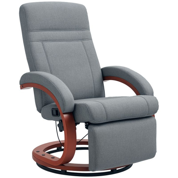 HOMCOM Relaxsessel mit klappbarer Fußstütze, drehbar, neigbare Lehne, Leinenoptik, bis 140 kg, Grau, 839-849V70GY