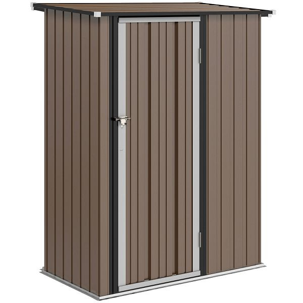 Outsunny Metall Gerätehaus 1,07 m² 142 x 86 x 189 cm Geräteschuppen mit Pultdach Abschließbarer Tür, wetterfest, 845-328V01BN