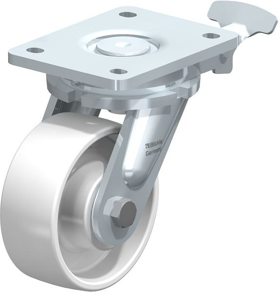 Blickle LO-PO 127K-RI4 Stahlgeschweißte Schwerlast-Lenkrolle, Polyamid, Weiß, 852806