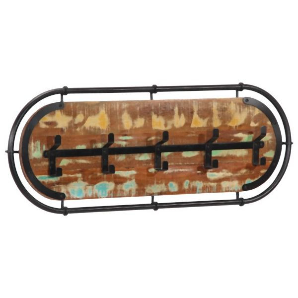 vidaXL Wandgarderobe mit 5 Haken Altholz Massiv, 4013508