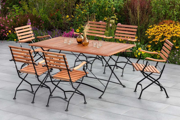 Merxx Schlossgarten Set 7-teilig, 6 Schlossgarten Klappsessel, 1 Schlossgarten Klapptisch, 160 x 90 cm, 50141-217