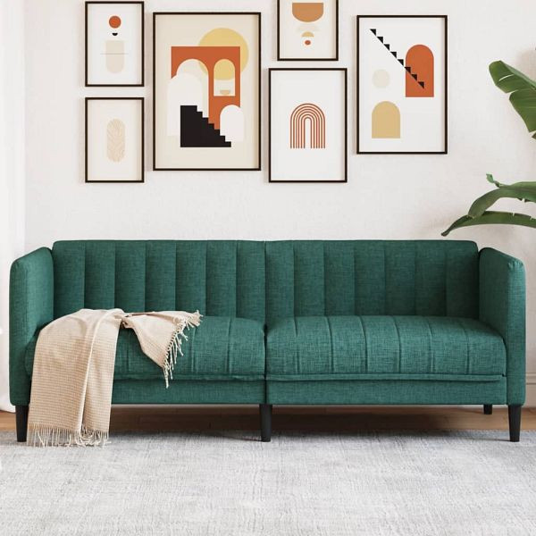 vidaXL Sofa 2-Sitzer Dunkelgrün Stoff, Füllung: Schaumstoff, 372608