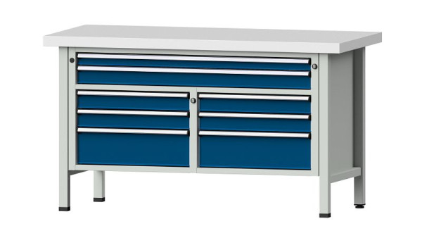 ANKE Werkbänke Kastenwerkbank, Modell 259 V, 1500 x 700 x 850 mm, RAL 7035/5010, KSP 50 mm, 304.150