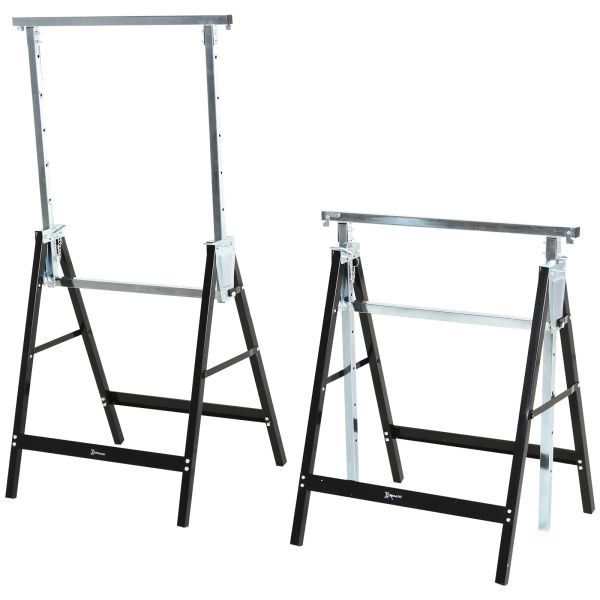 DURHAND Sägebock, Arbeitsbock, Hohenverstellbar, Faltbar, Metall, Schwarz, 68 x 56 x 80-130 cm, Belastbarkeit 200kg, B71-035