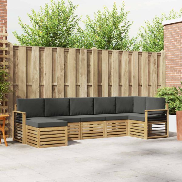 vidaXL Outdoor-Sofagarnitur 7-teilig Weiß und Anthrazit, 3392207