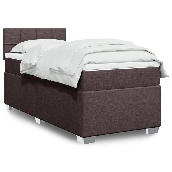 vidaXL Boxspringbett mit Matratze Dunkelbraun 100x200 cm Stoff, 3285802