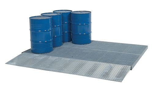DENIOS Bodenelement classic-line, verzinkt, Gitterrost, Radlast 450 kg, 2862 x 1362 x 78 mm, 115132
