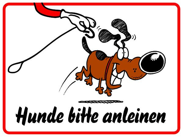 Schilder Klar Grundstücksbeschilderung Hunde bitte anleinen, 200x150x0.45 mm Aluminium geprägt, 65/51