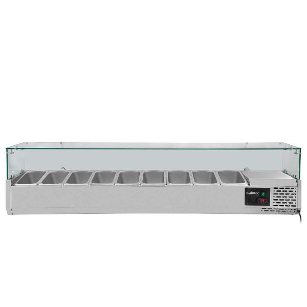 Vaiotec EASYLINE Kühlaufsatz 330 mit Glasabdeckung 9xGN1/4 - 1800, 180x33,5x43,5 cm, 10076