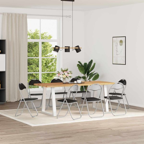 vidaXL Klappstuhl 8-teilig Schwarz und Grau 48 x 43,5 x 81 cm Kunstleder, 42029049