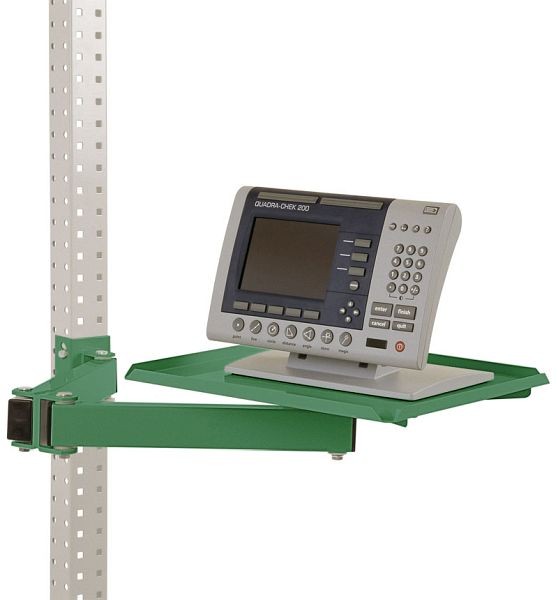 Manuflex Ablageboard, drehbar für UNIVERSAL und PROFI, BxT 370 x 370 mm, mit Doppelgelenk-Schwenkausleger, Resedagrün, ZB3568.6011