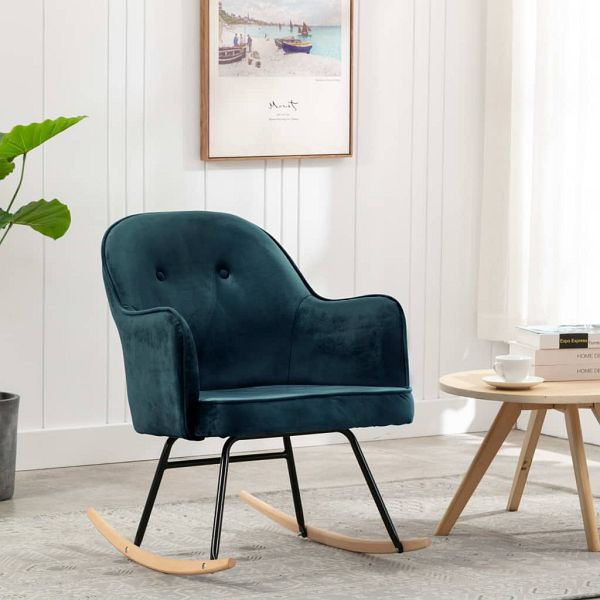 vidaXL Schaukelstuhl Farbe Blau Samt, 289518, 8719883988832