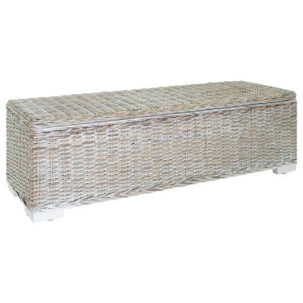 vidaXL Truhe Weiß 110 cm Natur Kubu Rattan & Massivholz Mahagoni, 344881