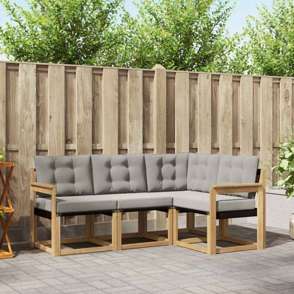 vidaXL Outdoor-Sofagarnitur mit Kissen 4-teilig Weiß und Hellgrau, 3389421