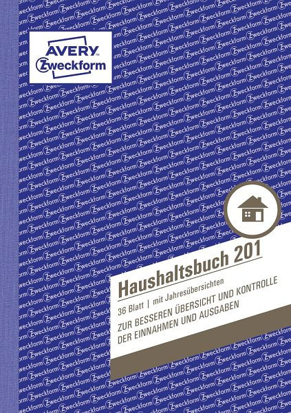 AVERY Zweckform 201 Haushaltsbuch, DIN A5, mit Jahresübersicht, 36 Blatt, weiß, 201