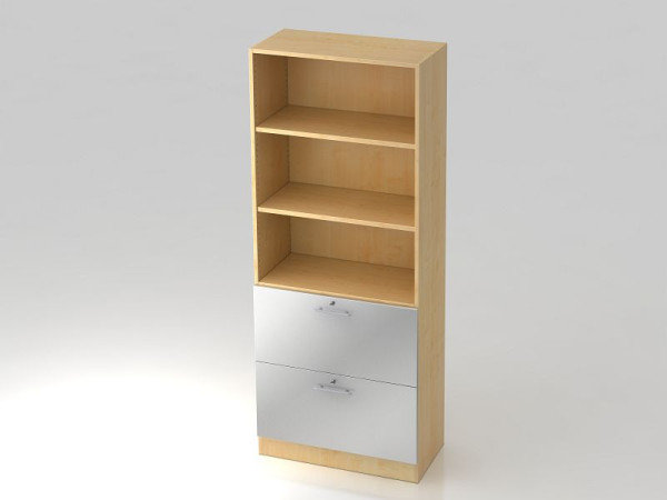 Hammerbacher Schrank 5OH, 2HR, Sockelblende Relinggriff Ahorn/Silber, 80x42x200,4 cm (BxTxH), V7300/3/S/RE